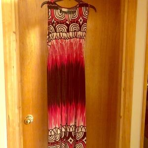 Pink and black floor length dress